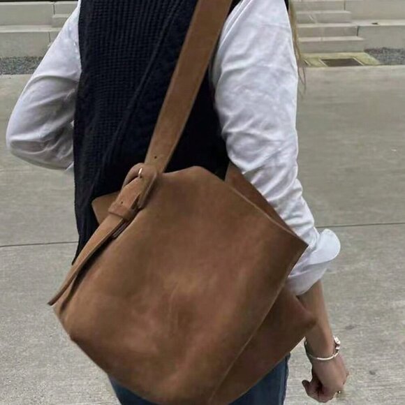 Coffee color Women's Large Capacity Bucket Shoulder Crossbody bag purse - Picture 2 of 8